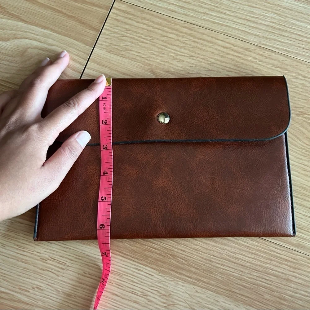 Brown Leather Snap Clutch Wristlet